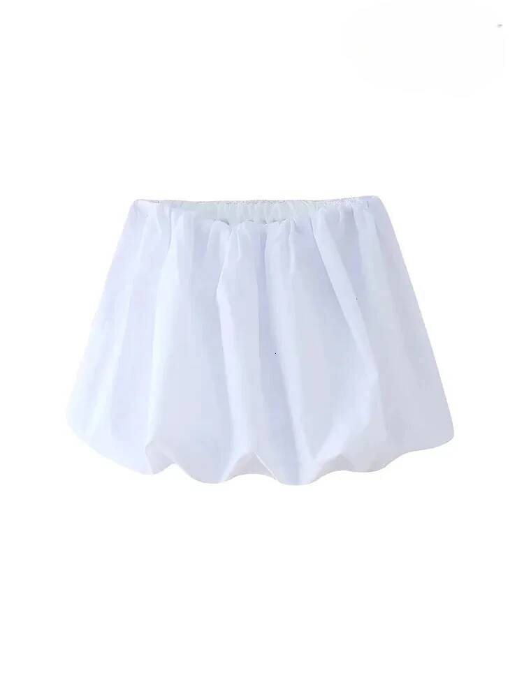 Mooyufon Women's Balloon Mini Skirt, Mid Elastic Waist, Voluminous Hem, Female Skirts, Fashion dongdumaoyi