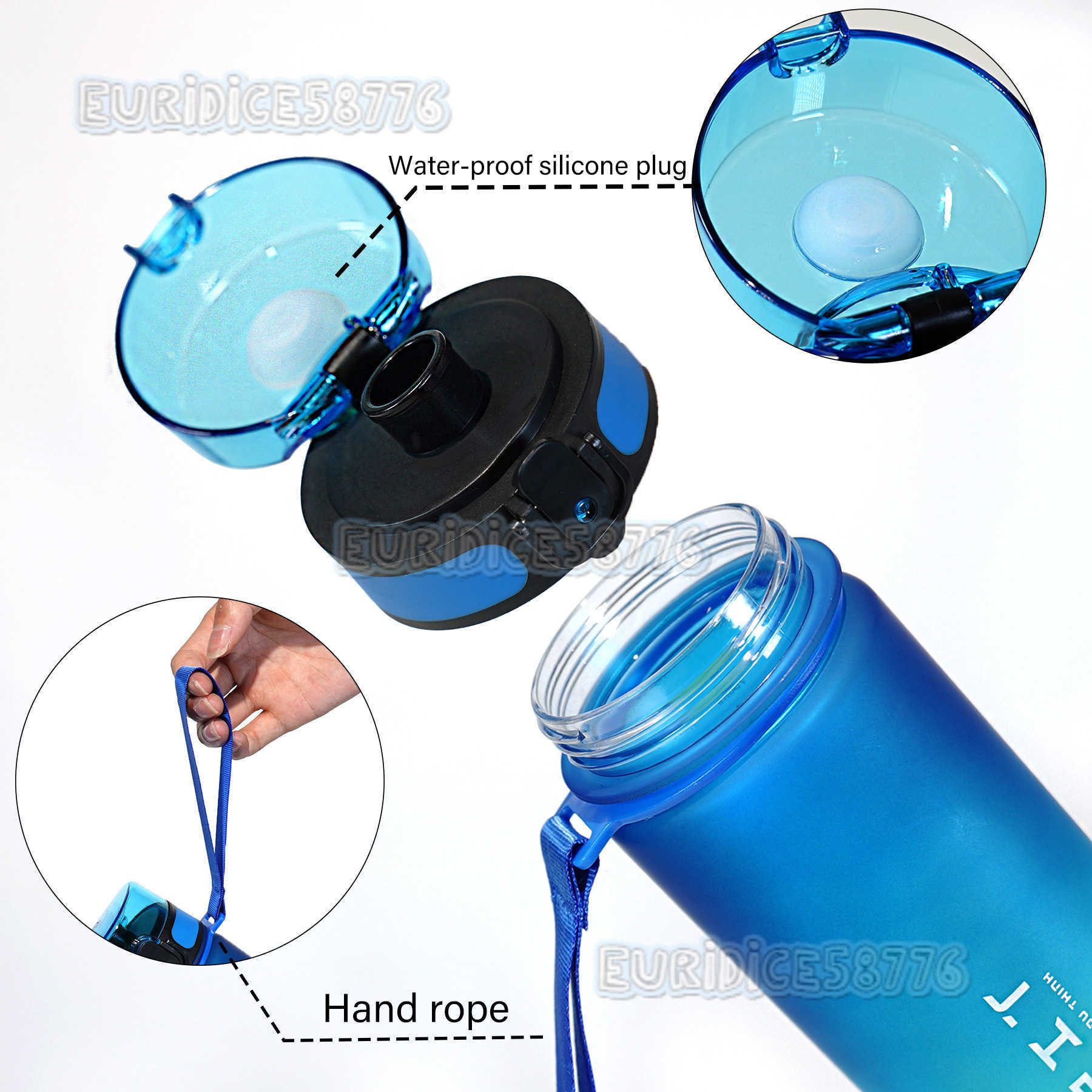 Large Capacity Frosted Gradient Plastic Water Bottle with High Aesthetic Value Outdoor Sports and Fitness Water Bottle Direct Drinking Cup H250911 002