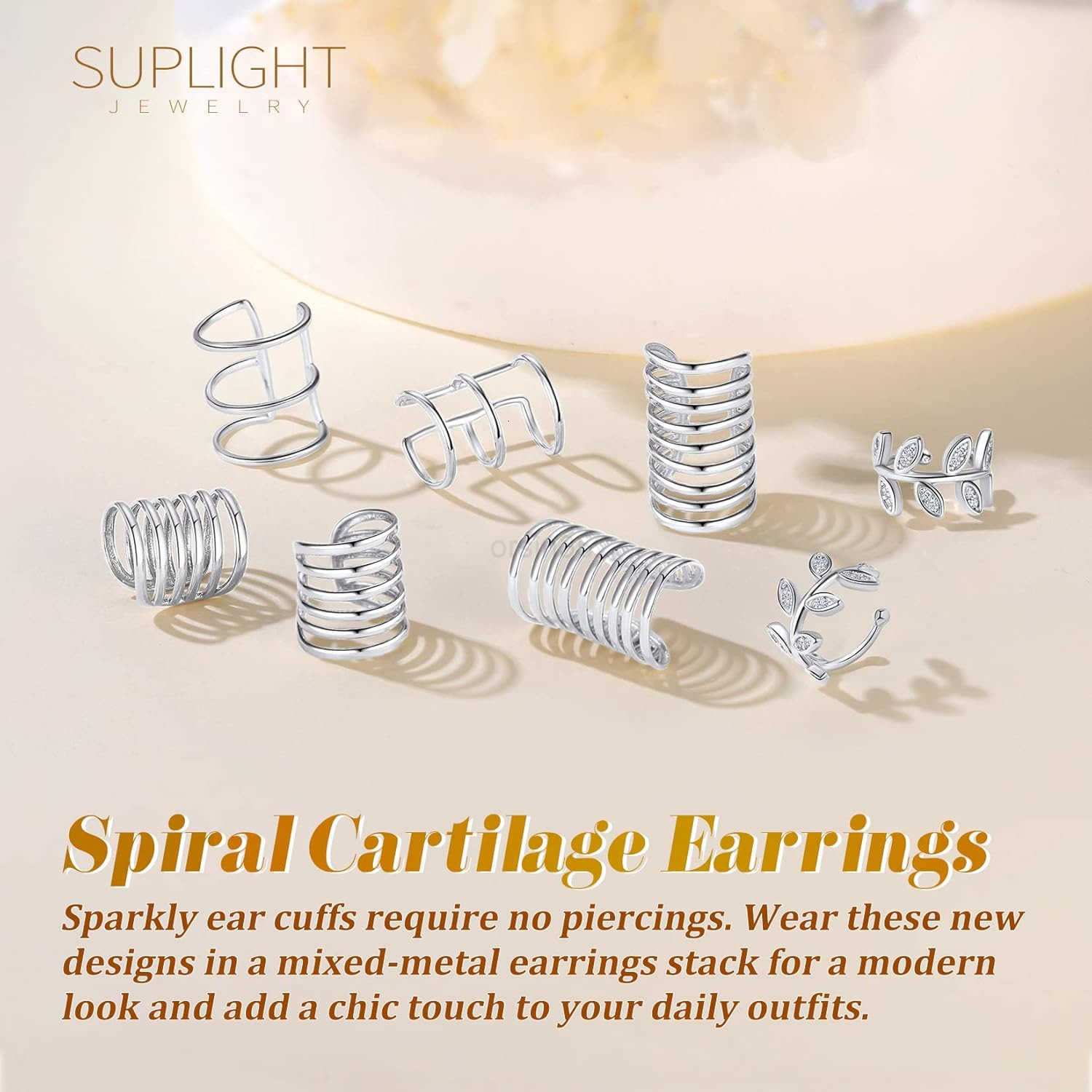 925 Sterling Silver Ear Cuff Non Piercing Helix Cartilage Clip on Wrap Earrings for Women Various StylesW250911