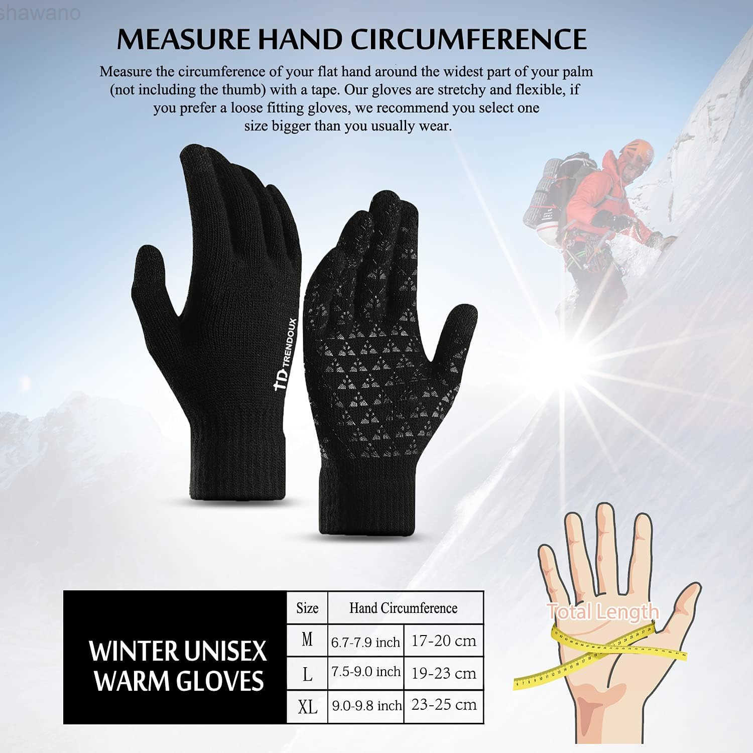 Winter Gloves for Men Women Upgraded Touch Screen Cold Weather Thermal Warm Knit Glove for Running Driving HikingW250911