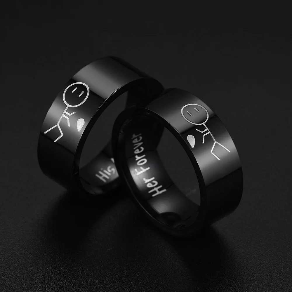 Titanium Steel Ring For Men Women Interesting Couple Ring Lovers Promise Ring Fashion Jewelry Brithday Christmas Gift Wholesale W250911