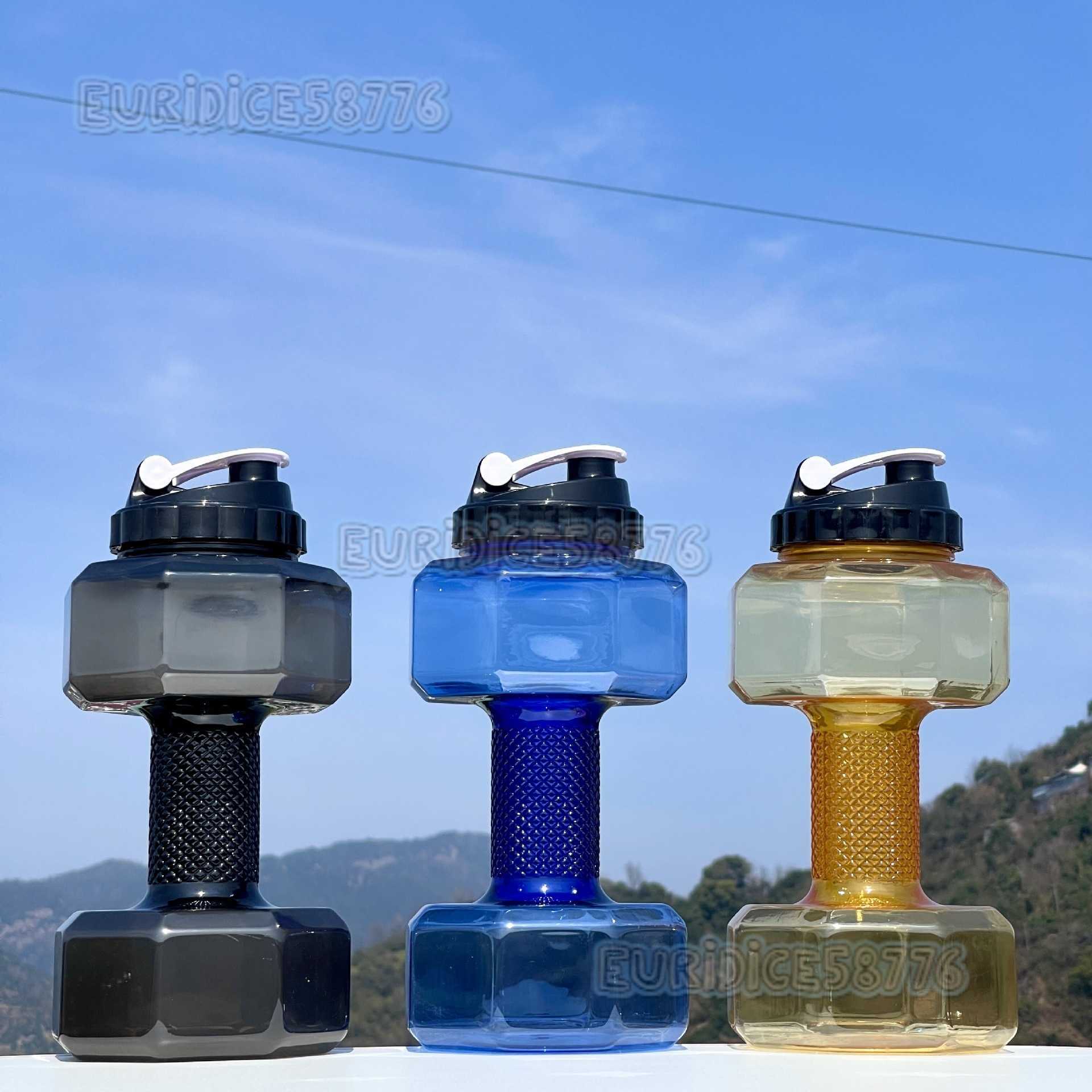 Creative Dumbbell Water Cup Fitness Refillable Plastic Cup 22l Large Capacity Outdoor Water Bottle Creative Fitness Water Cup H250911