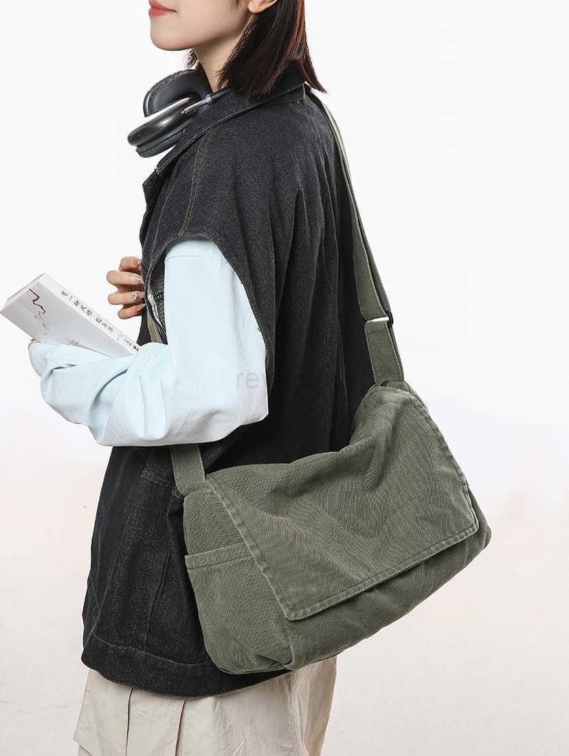 Messenger Bag for Women Men Satchel Bag Canvas Crossbody Shoulder Bag Casual Sling BagW250911