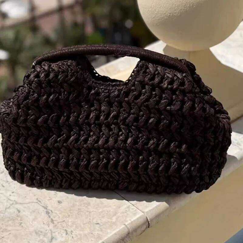 Fashion Straw Cloud Woven Clip Shell Bag Handmade Handbags Elegant Summer Beach Bags Clutch Purses For Holiday Party