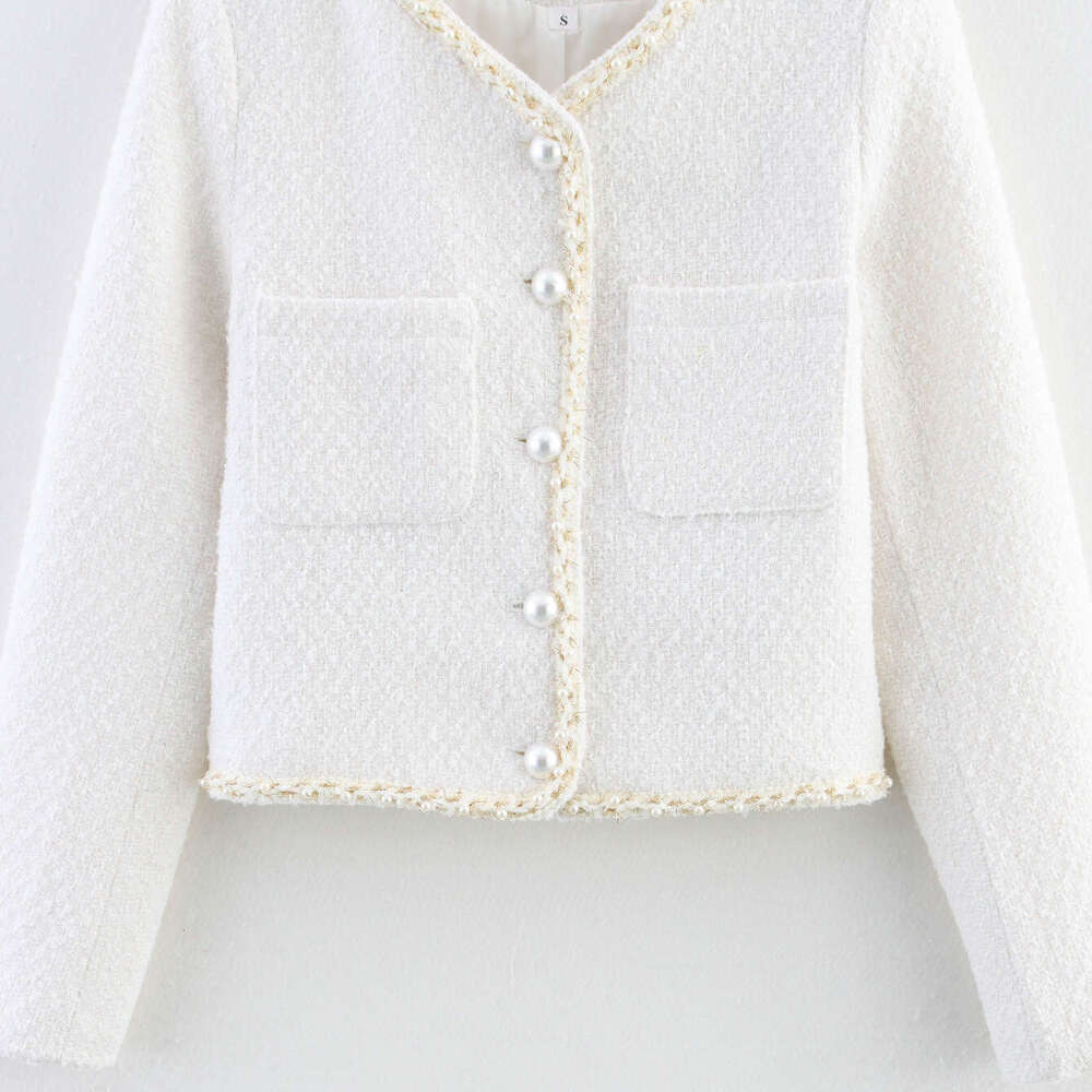 DHEssentials 2025 Fashion Pearl Decorated Little Chanel Style Jacket X5053