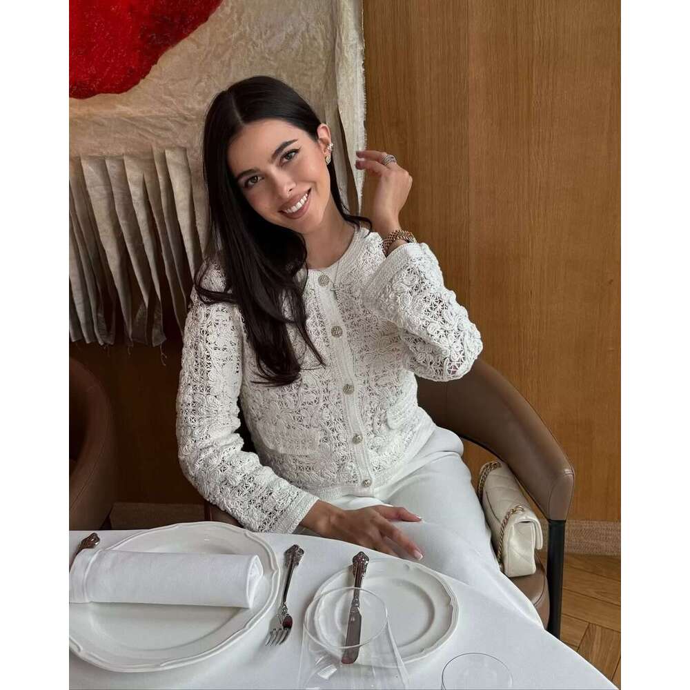 DHEssentials 2025 Fashion New Small Chanel Style Buttoned Crochet Jacket for Women 8779179