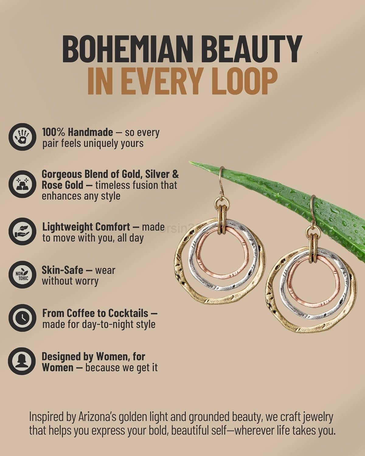 3 Circle Boho Earrings Handmade Lightweight 2Inch Bohemian Dangle Earrings for Women TrenDY Vintage Unique Jewelry Ideal for Weddings GiftingW250911