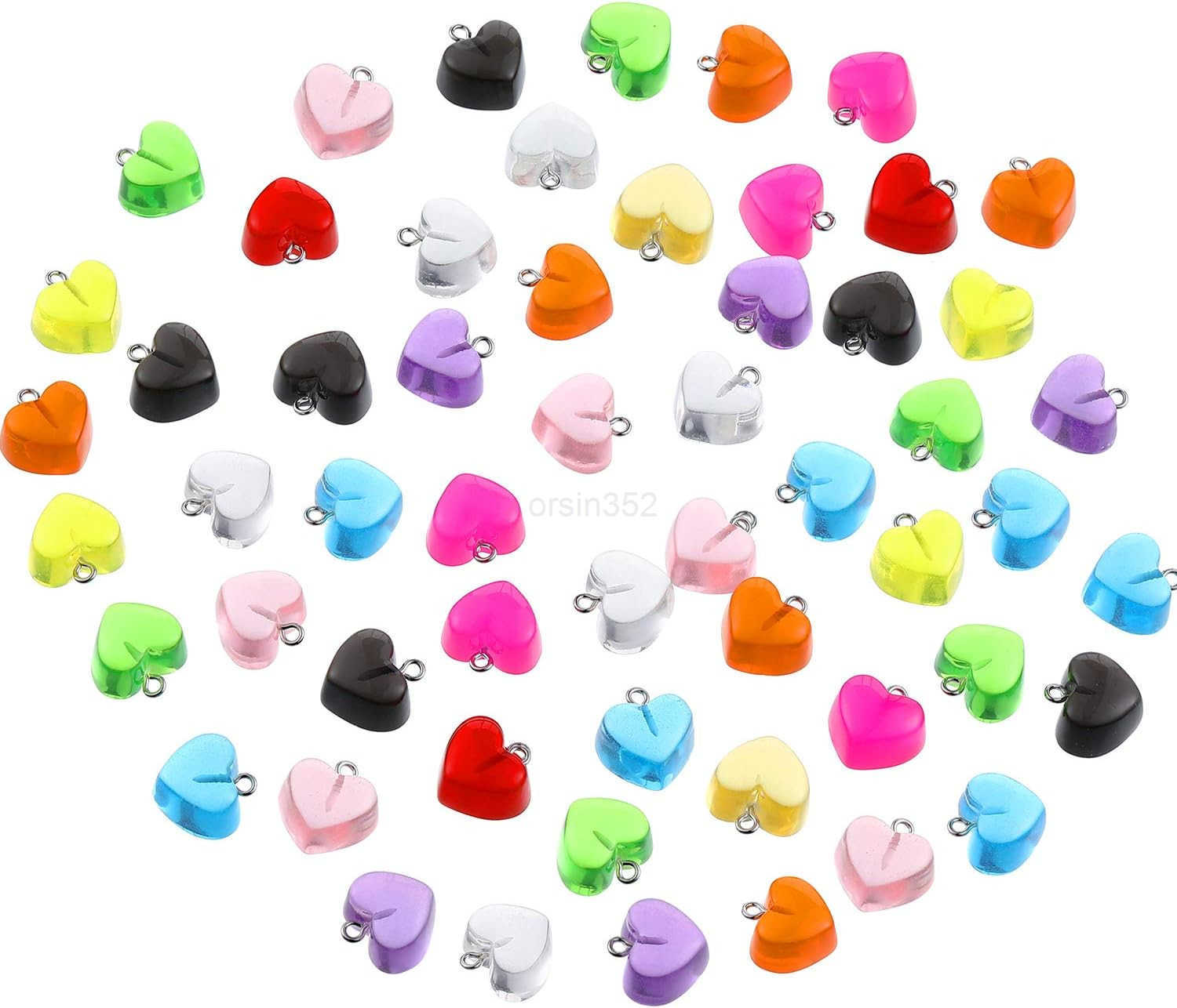 Heart Charms Pendant Colorful Love Heart Candy Charm Keychains Necklace Earring Pendant for DIY Jewelry Crafts SuppliesW250911