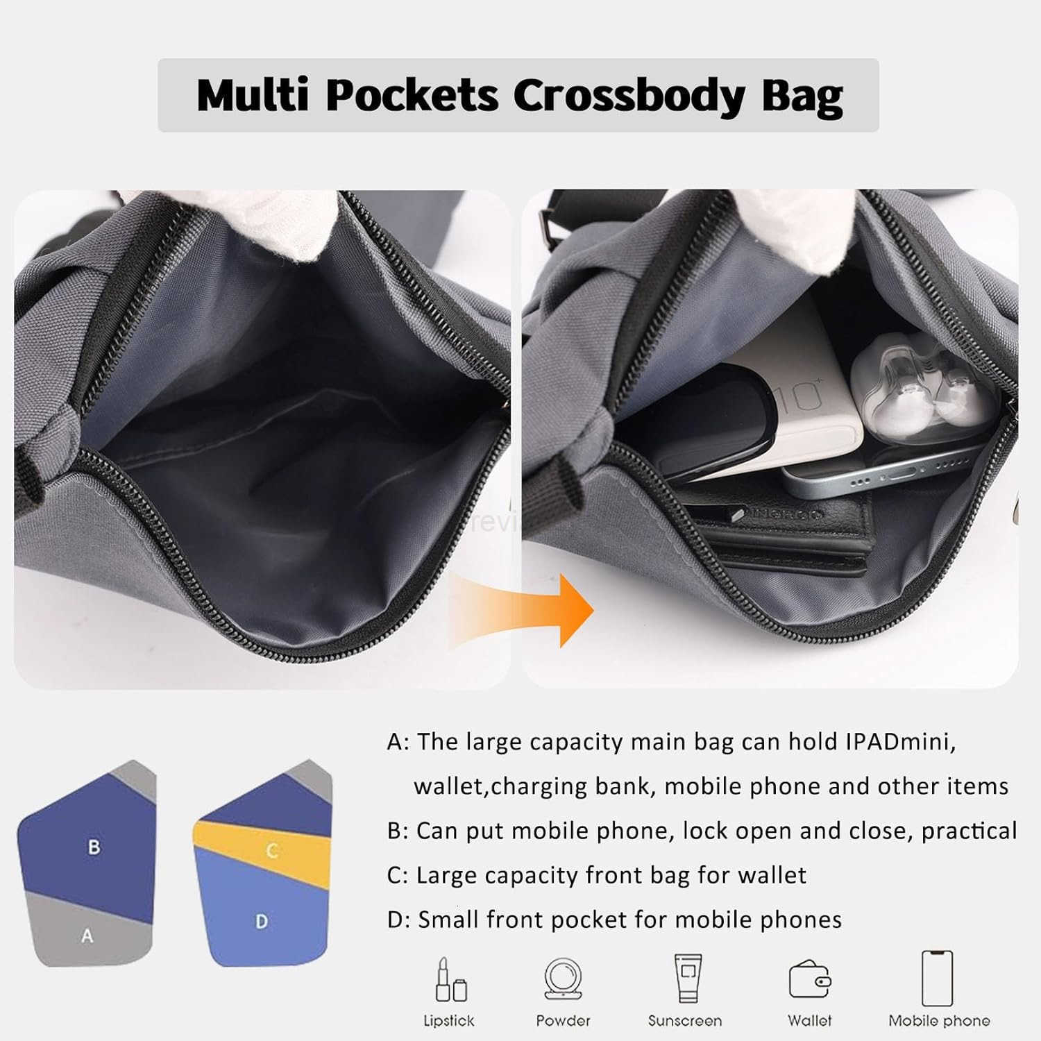 Travel Anti Pickpocket Purses Slim Carry Crossbody Bag for Women Man Travel Safe WaterproofW250911
