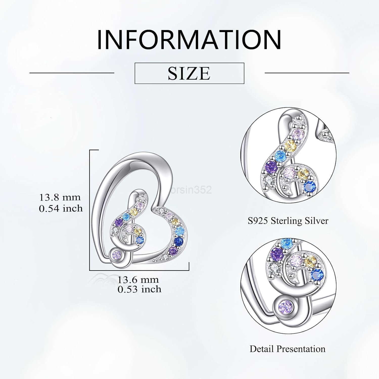 Music Earrings Studs for Women S925 Sterling Silver Musical Note Earring Gift Musical Gift for Music LoversW250911