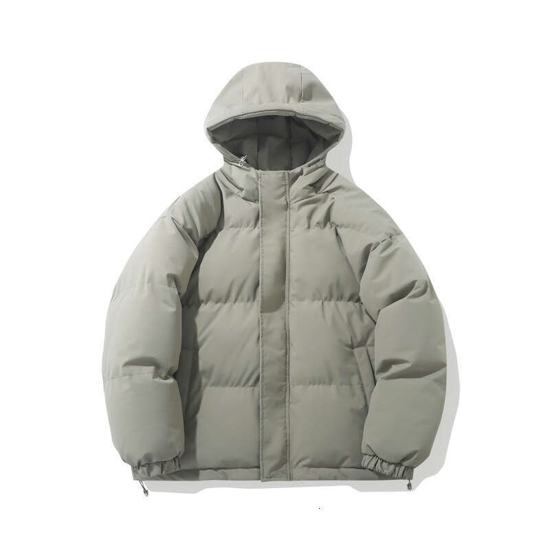 Men's Jacket Trendy Brand Solid Color Hooded Cotton Coat Couple Style Winter Clothing