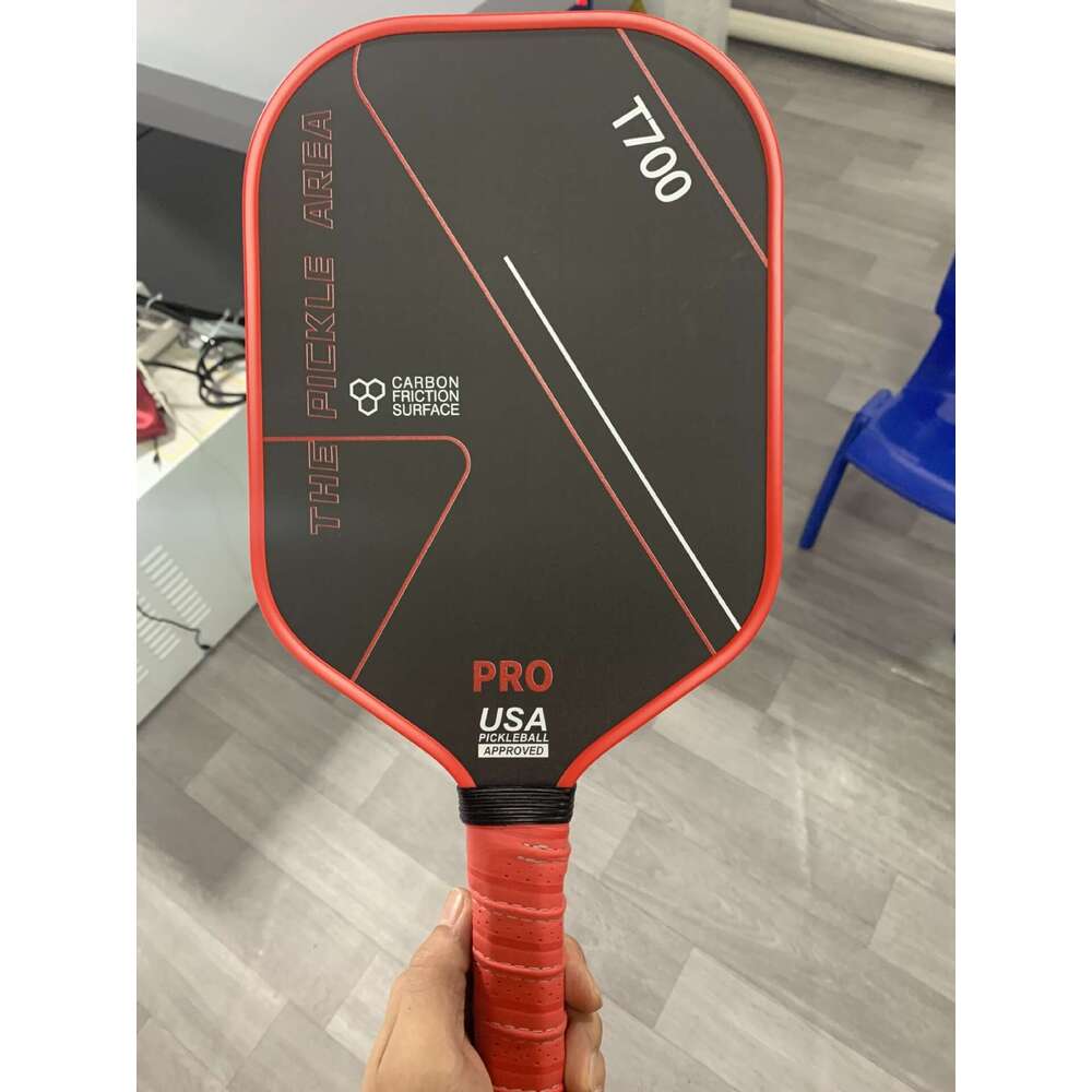 T700 Thermoformed Unibody Raw Carbon Fiber Pickleball Paddle Spin Textured Surface Ergonomic Grip with Foam Edge USAPA Approved