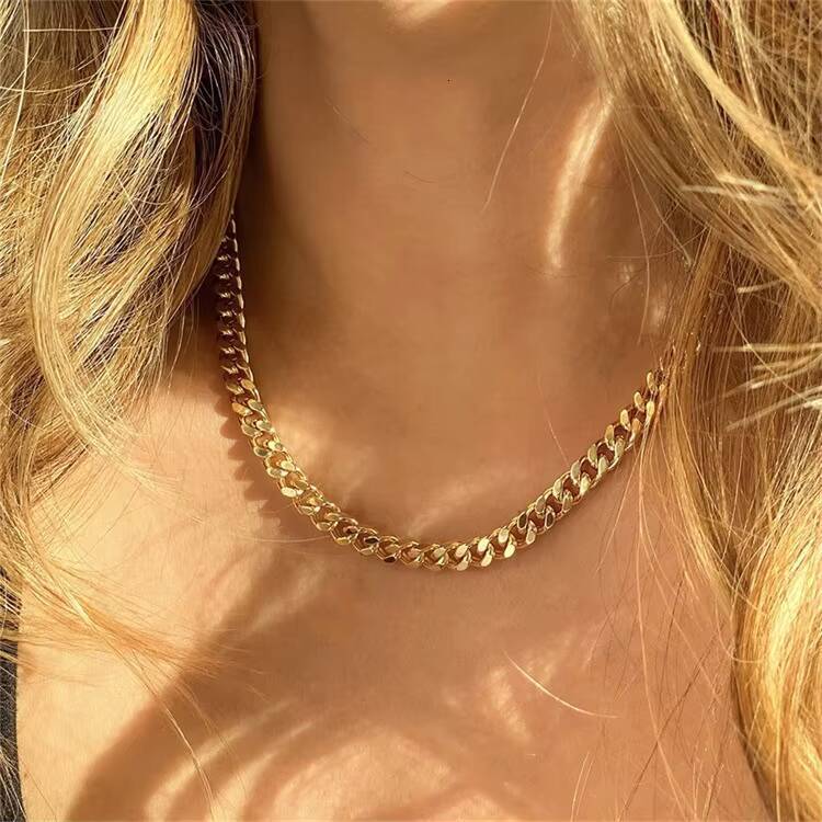 GC04 Hiphop Cuban Link Chain Necklace Cadenas De Oro 18k Au750 Pure Chain 18k Japan Gold Jewelry 18k Real Solid Gold Chain