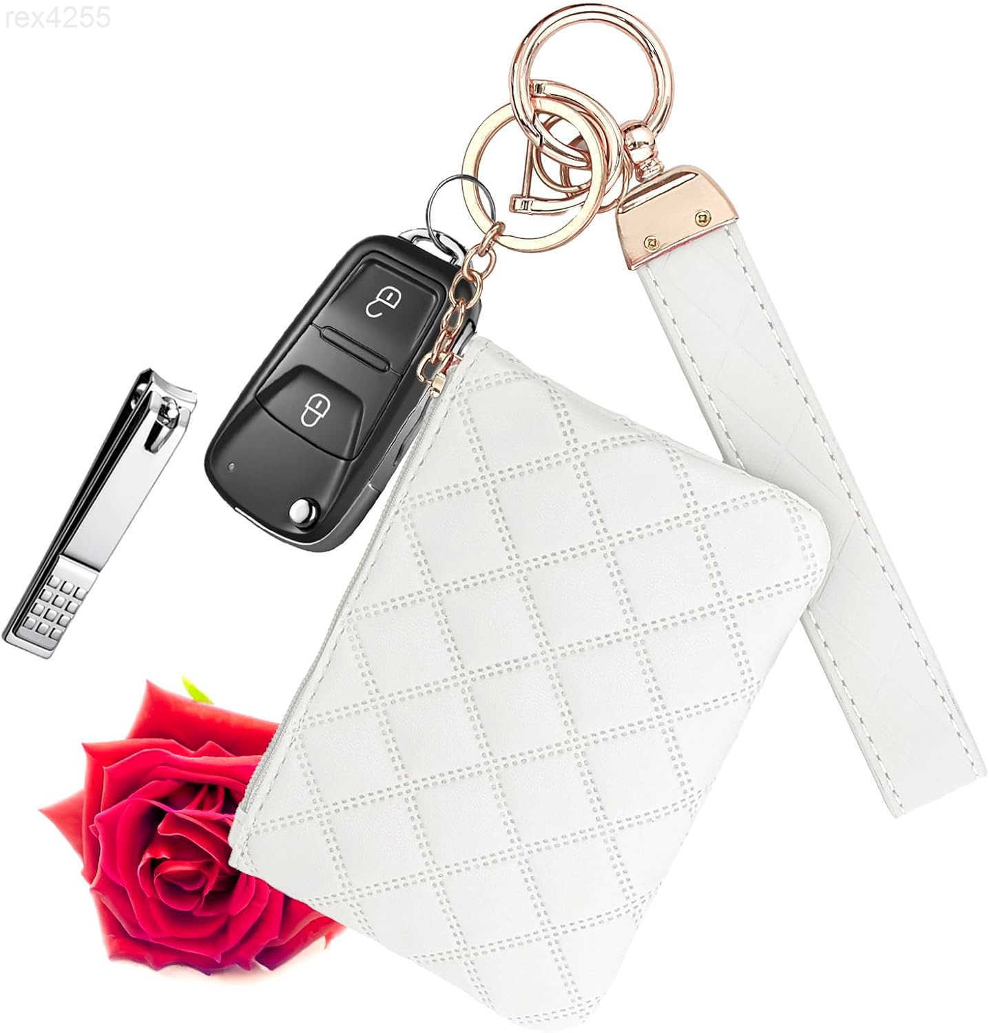 Keychain for Women Leather Wallet Bracelet Car Key Chain Mini Coin Purse Wrist Chain for WalletsW250911