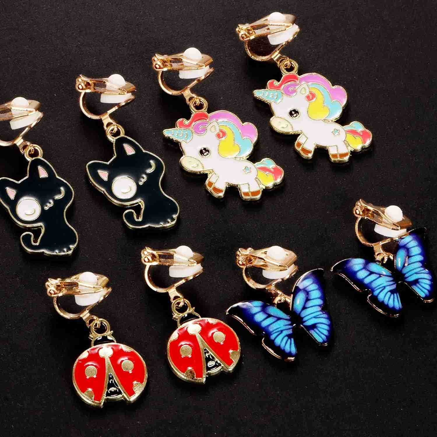 20 Pairs Kids Clipon Earrings Cute Animal Designs NonPierced for GirlsW250911