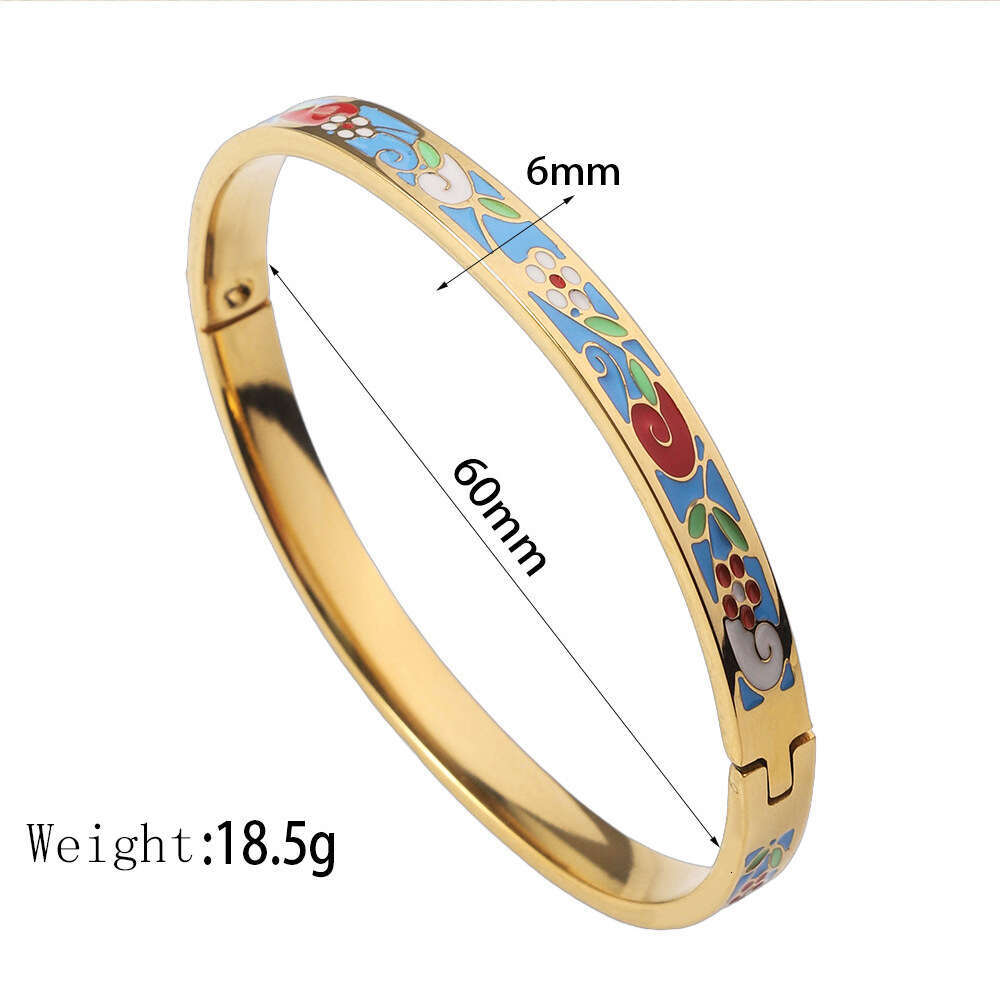 new gold tone bracelet designer bracelet for women luxury jewelry 18K Gold Plated Retro Personalized Enamel Drip Oil Style Titanium Steel Bracelet Who