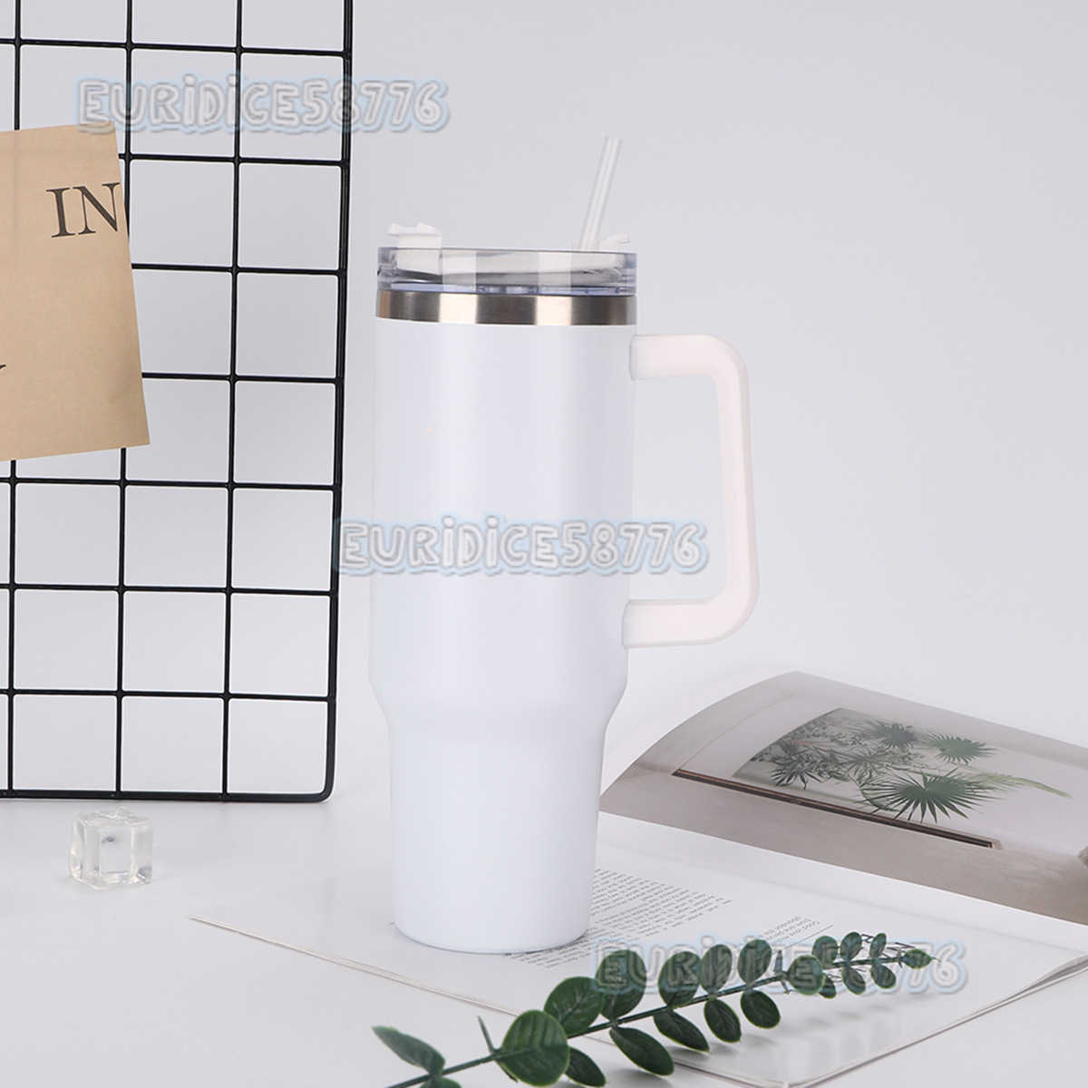 40oz Straw Handle Cup Large Capacity Doublelayer Insulated Cup Outdoor Portable Car Cup Gift H250911