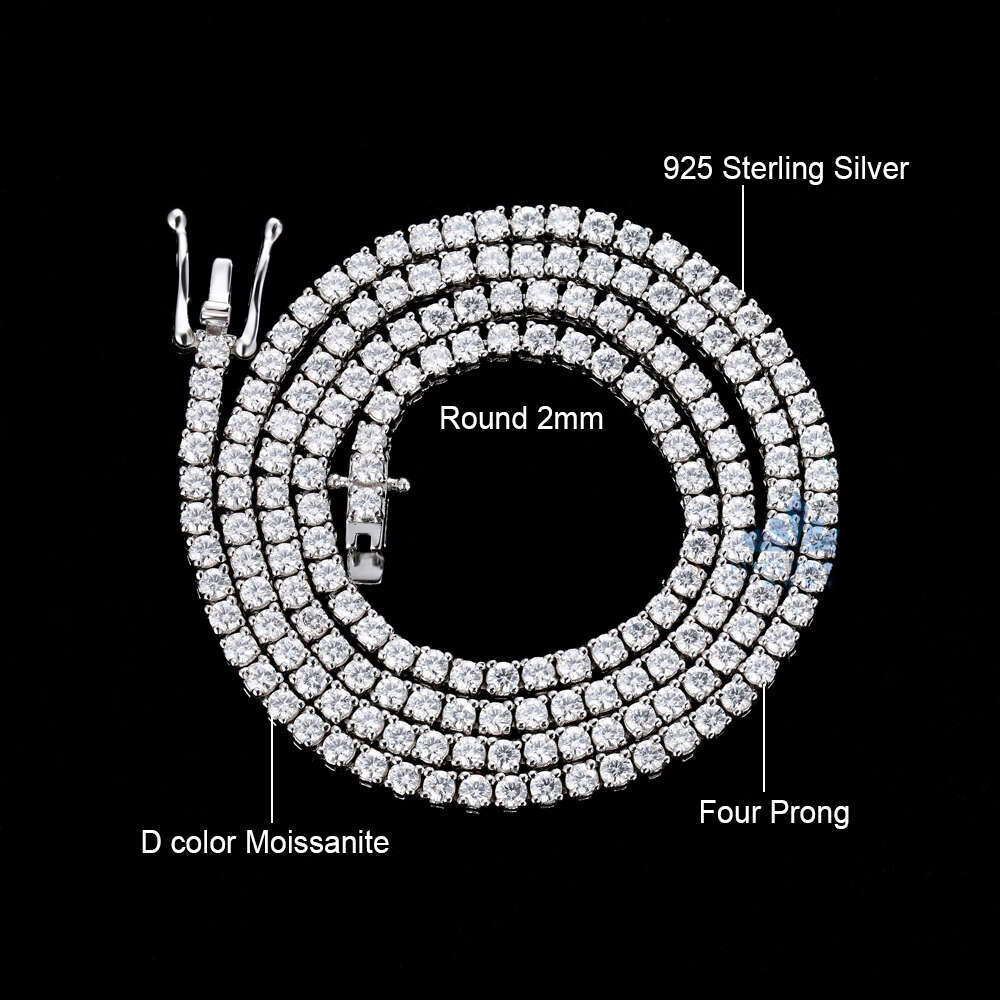 Men and Women High-End S Sier Iced Tennis Chain 6-24inch Silicon Stone NecklaceDesigner necklace