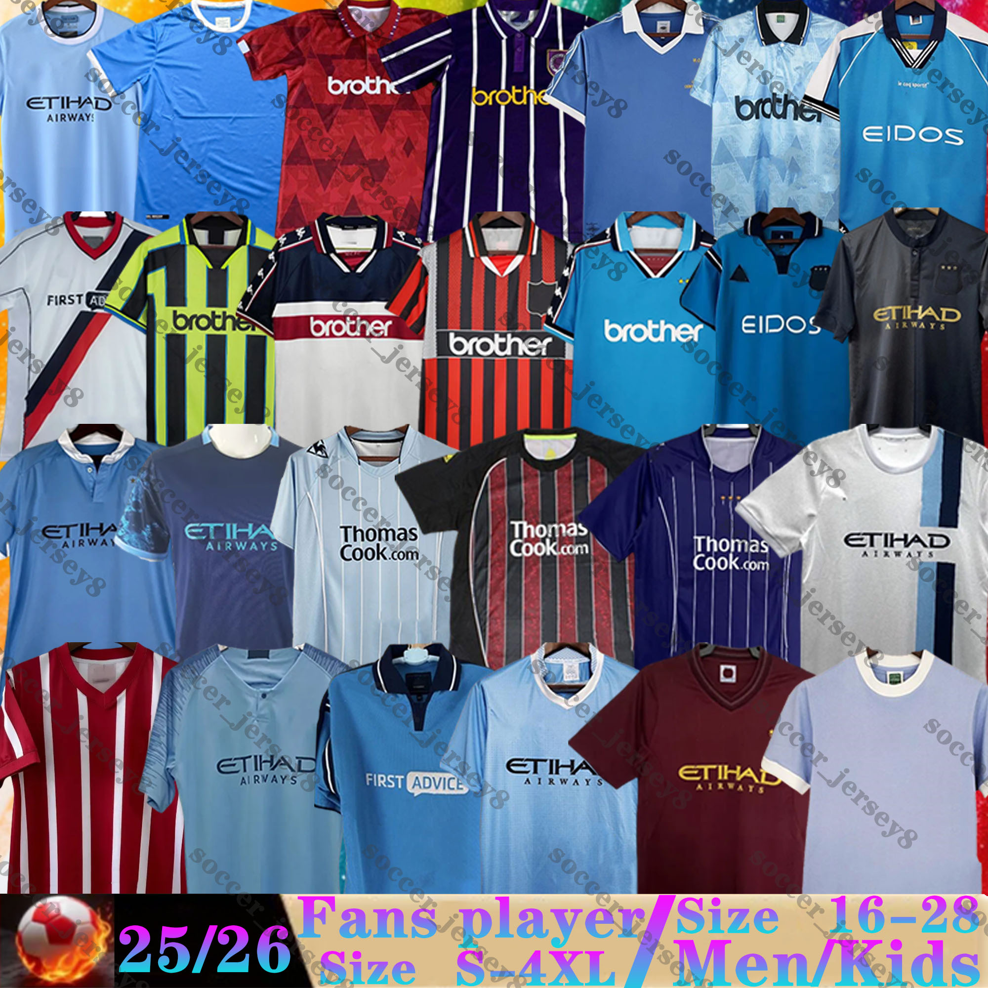 72 88 89 98 99 00 11 12 16 Retro Haaland Man City Soccer Jerseys 1999 2000 2011 2012 EIDOS Gallagher WEAH Tevez Kun Aguero Dzeko Kompany Vintage Classic football Shirts