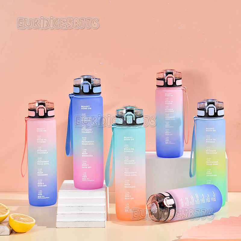 Single Drink Plastic Cup New Gradient Sandblasting Large Capacity 1l Water Bottle Direct Drinking Space Cup H250911