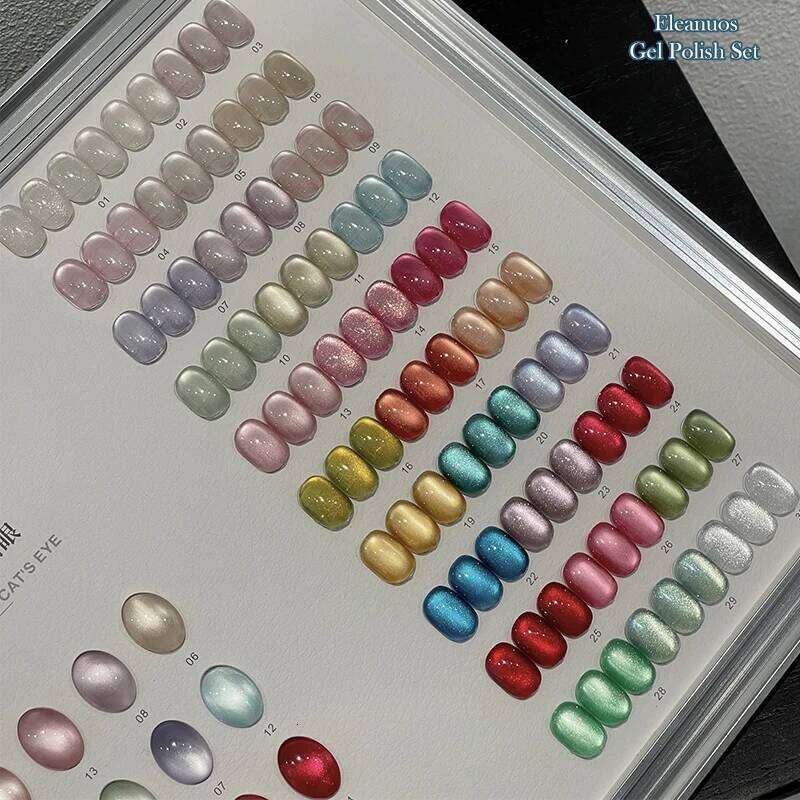 Eleanuso Jewelry Gel Polished 30Pcs Mixed Clearcoat Shiny Durable Candy Color UV Star Primer Nail Cat's Eye