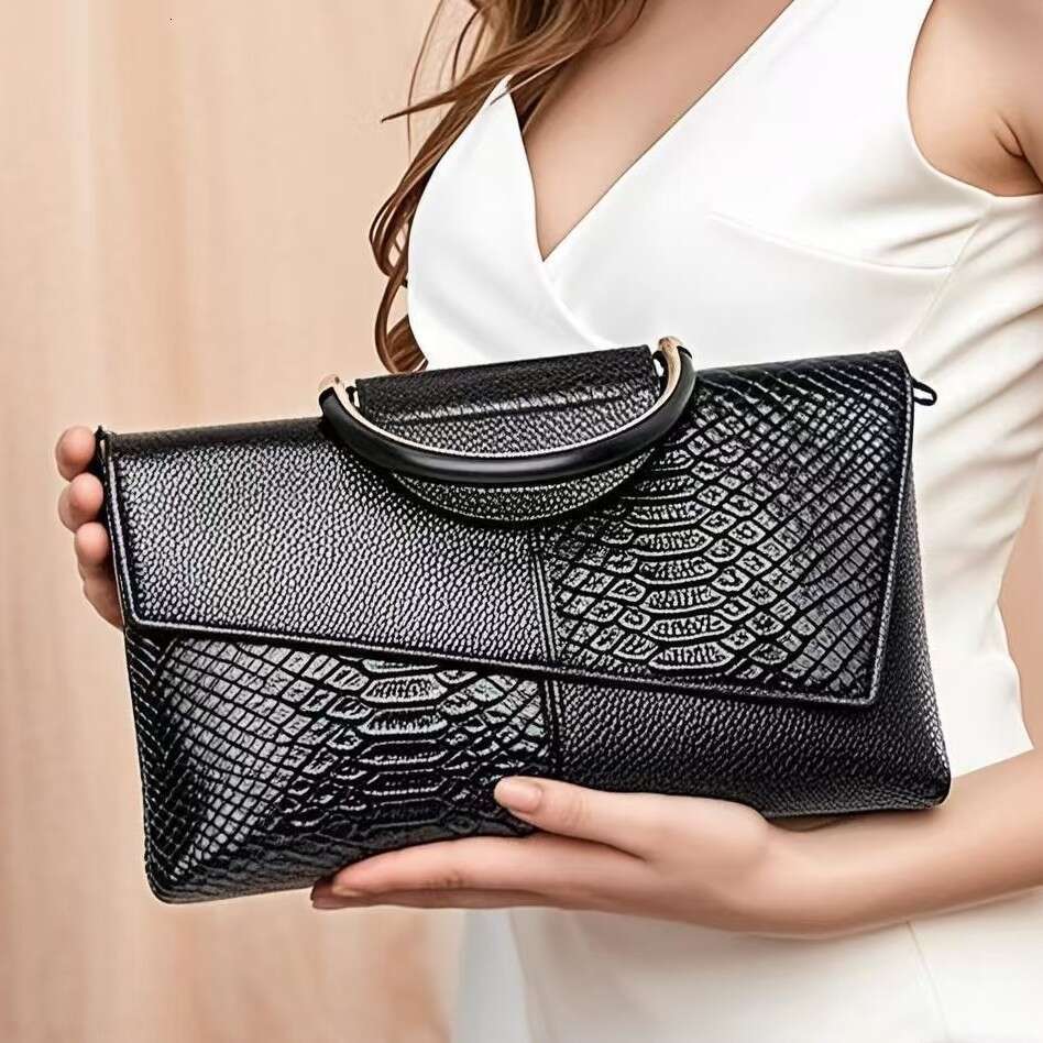 Genuine Leather Women's Clutch New Large Capacity Party Handbag Crocodile Pattern Fashionable Elegant Crossbody Bag for Women