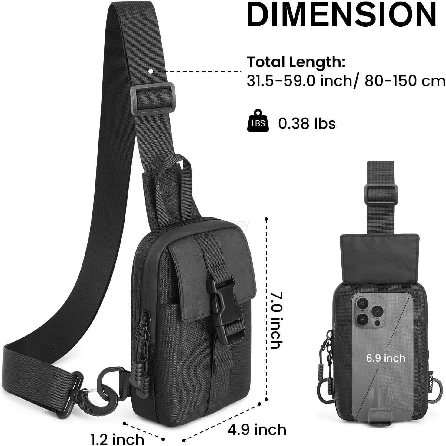 Waterproof Mini Crossbody Sling Bag Small Chest Fanny Pack for Men Lightweight Travel Sports Purse BlackW250911