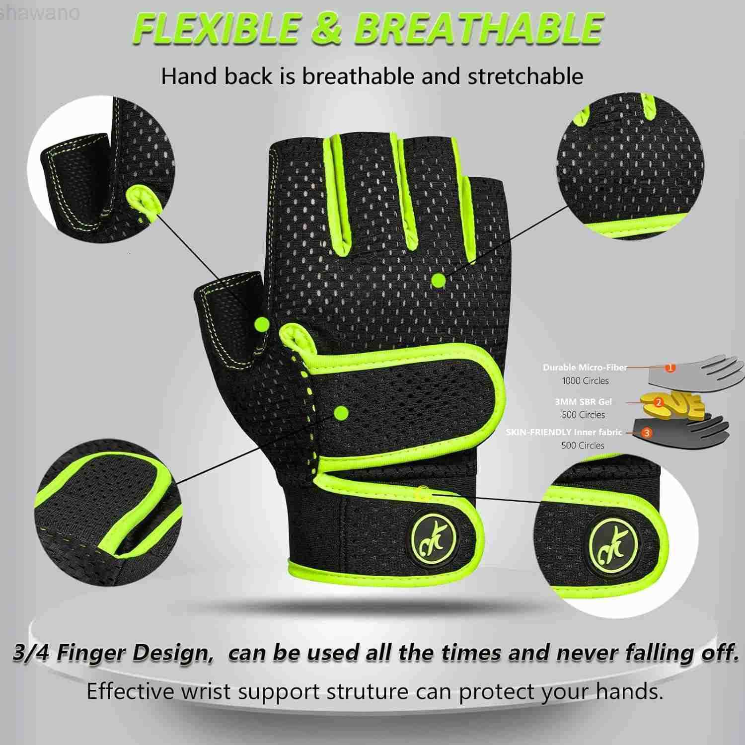 Workout Gloves Padded Weight Lifting Gloves for MenWomen 3MM Gel Fingerless Grip Gym Gloves Fitness Gloves for ExerciseHangingWeightlifting Cycling Pu