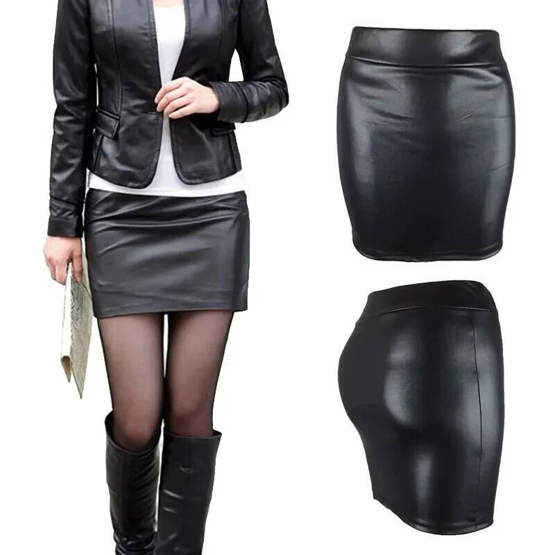 High-waist Tight Hip-hing Skirt, Sexy Imitation Leather Hottie Skirt dongdumaoyi