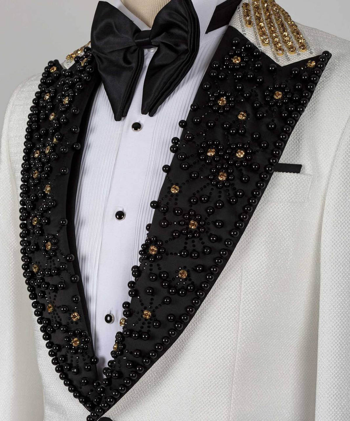 Luxury Beadeds 3 Pieces Men's Suit For Wedding Sequins Jacket Peaked Lapel Single Breasted Prom Male Party Wear Customized