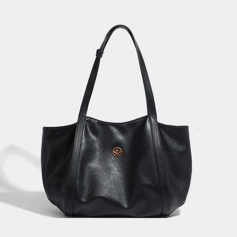 Retro tote bag, fashionable commuting handbag, large capacity Maillard single shoulder computer bag for women