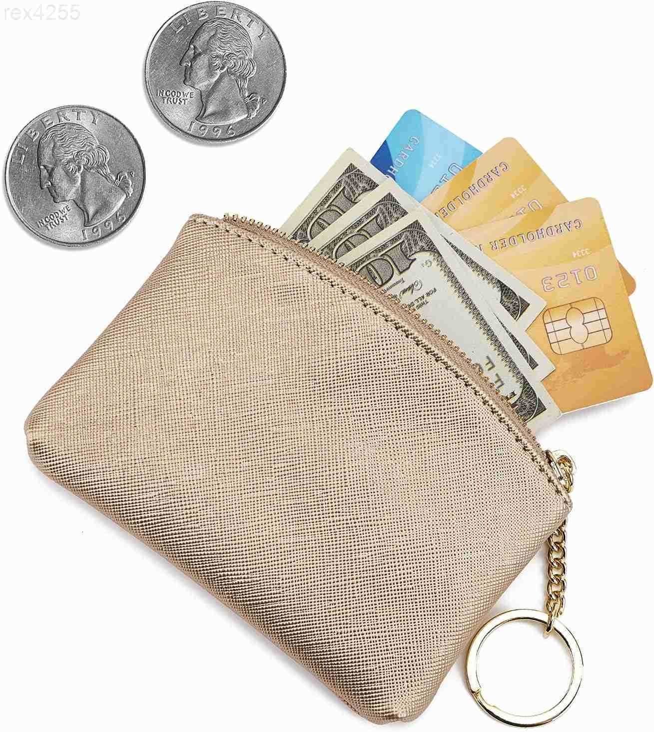 Artificial Leather Coin Purse Change Purse With Key Chain Ring Zipper For Men Women A WhiteW250911