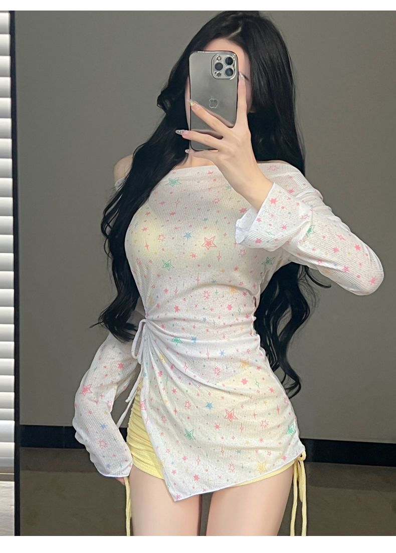 2025 New Women's Two-Piece Long Sleeve Sun Protection Fresh Sweet Pure Desire Style Beach Three-Piece Swimsuit