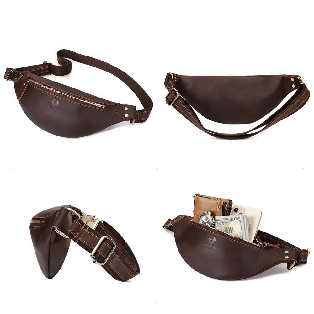 HUMERPAUL 100 Crazy Horse Leather Waist Belt Bags Fanny Pack for Cell Phone Multifunction Outdoor Travel Chest Bag Z250911