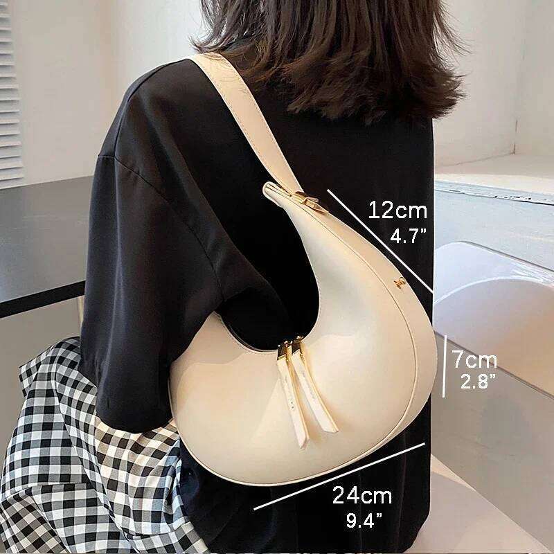 PU Leather Women Designer Handbag Purses New Fashion Vintage Wallet Double Zipper Half Moon Crescent Hobos Shoulder Bags