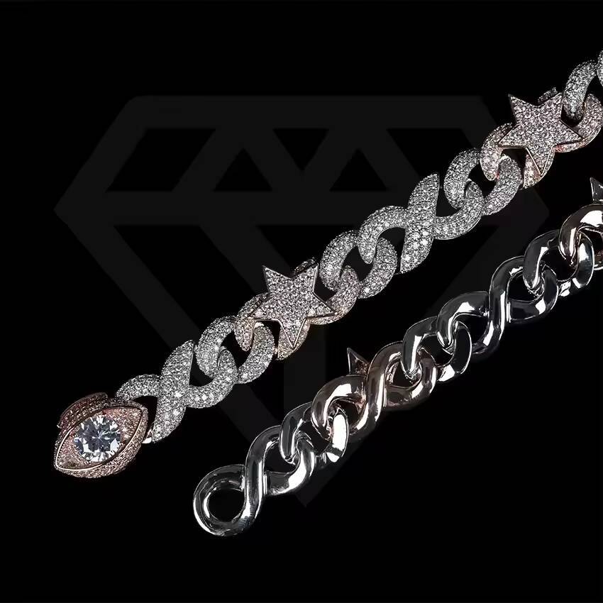 Hip Hop Rose Gold Plated 18MM Cuban Link Chain for Men Iced Out CZ Diamond for Wedding or Gift