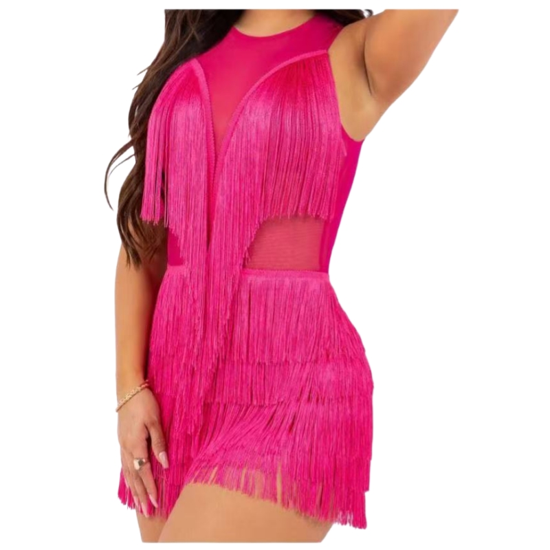 Mini Short Tassel Prom Dresses Sleeveless Fuchsia Cocktail Party Gown Sleeveless Special Occasion Dress