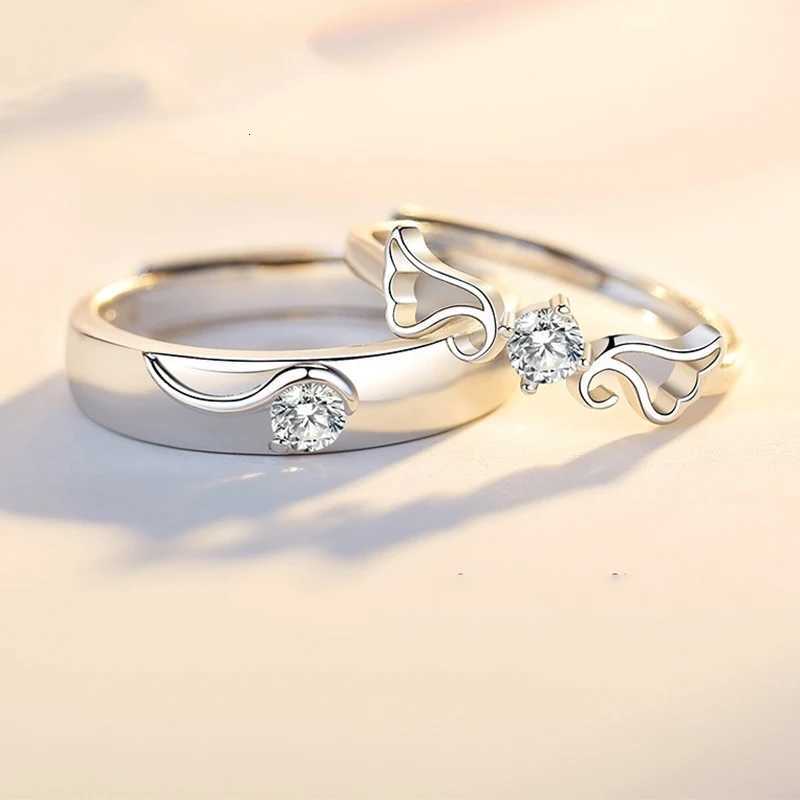 Highquality Couple Wedding Ring for Woman Men 2Pcs Love Heart Zircon Adjustable Rings Fashion Stainless Steel Engaged Jewelry W250911