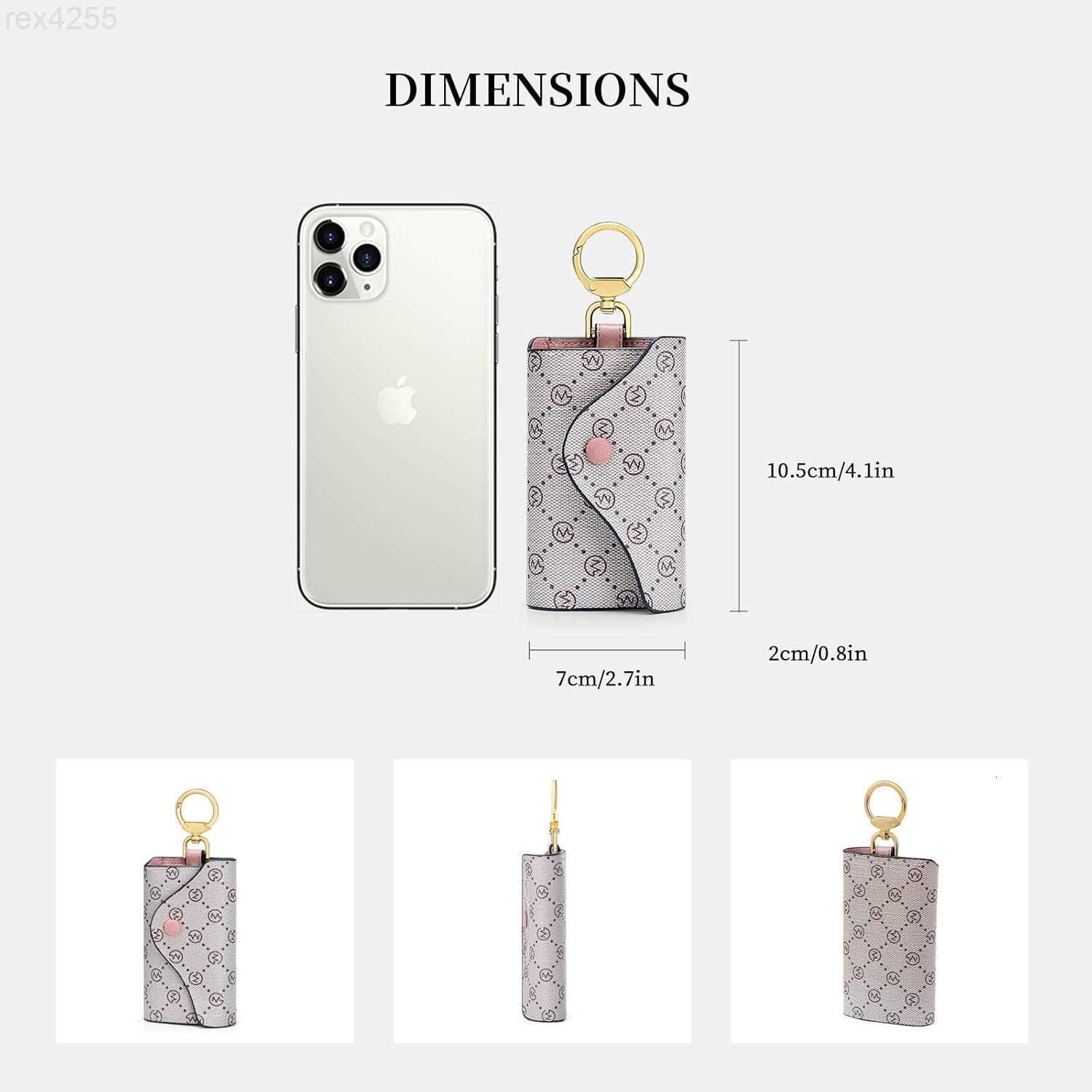 Women PVC Leather Car Key Chain Card Holder Wallet Pouch 6 Hook Snap Closure keys Money Organizer CaseW250911