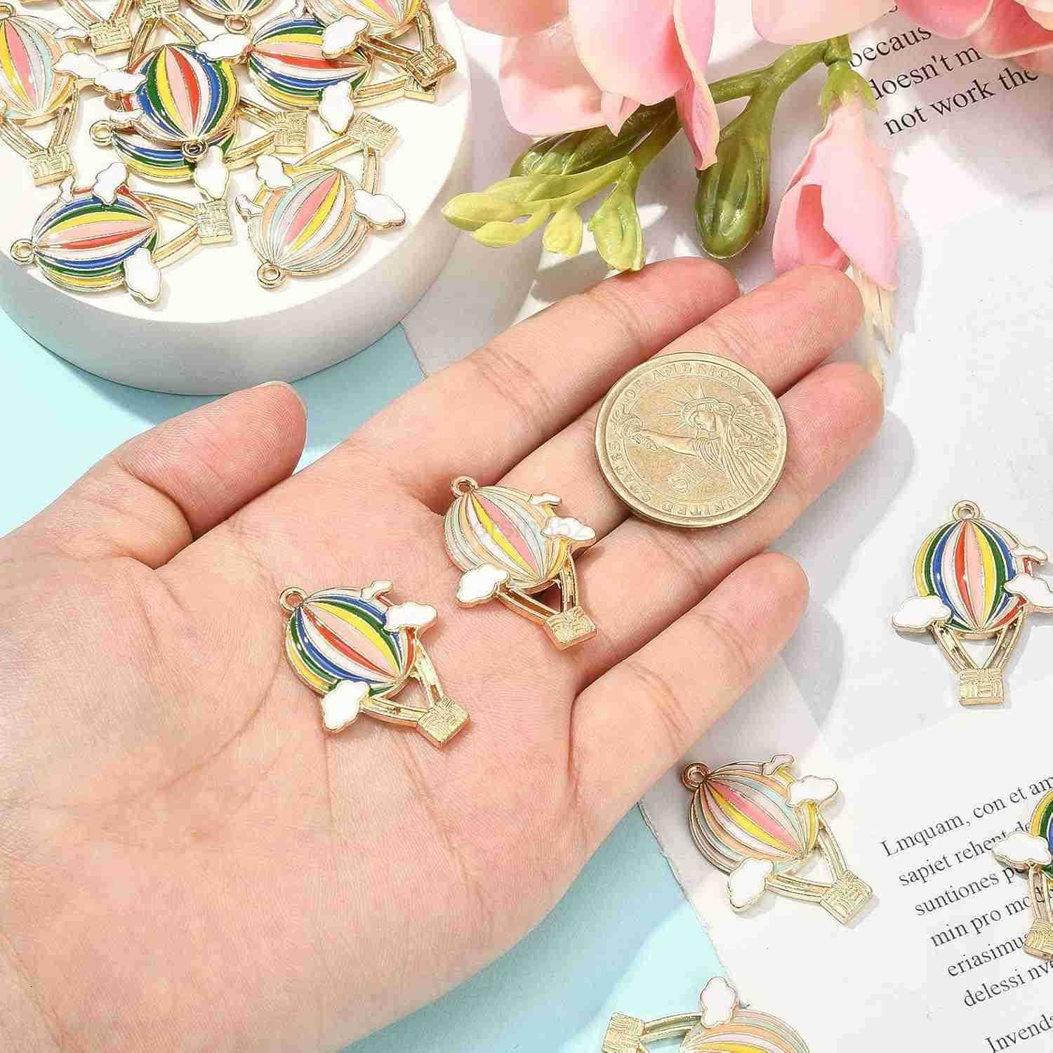 20Pcs Enamel Balloon Charms Hot Air Balloon Charms Party Jewelry Accessories for Earrings s Necklace Jewelry MakingW250911