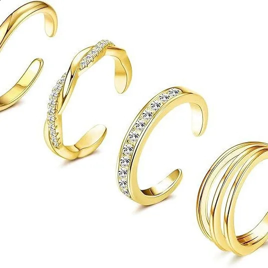 Highend Copperplated 14k Gold Inlaid Zircon Open Toe Ring Niche Versatile Foot Ring 250910