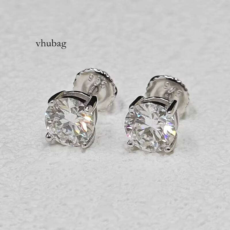 Classic Mossanite Dia Ear Stud 3-8mm 1ct 2ct 14K Gold Plated Sterling Sier VVS GRA Moissanite Earring for Women Men