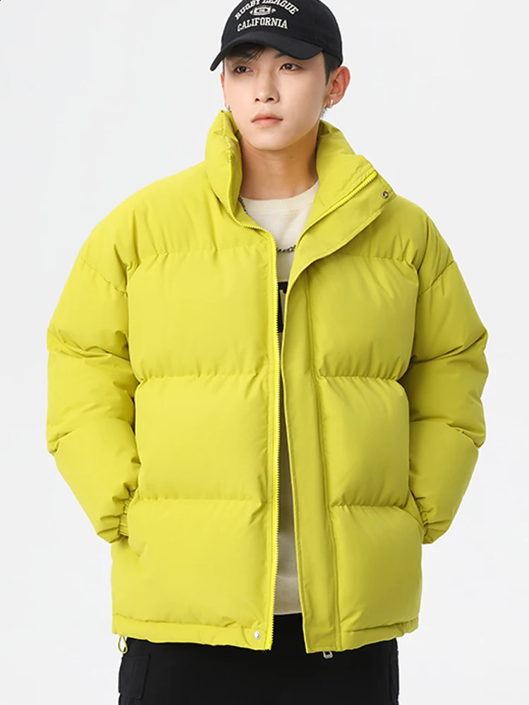 Mens Puffer Jacket Thick Warm Parkas Solid Color Unisex Winter Korean Fashion Women Coat Cotton Padded Outwear Clothing 250911