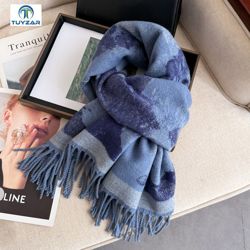 Free shipping Designer Scarves fashion light luxury double-sided scarf for women autumn and winter new style elegant thick warm soft long scarf shawl