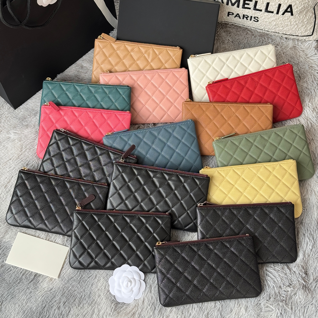 10A genuine leather high-quality Women's clutch bag Luxury Fashion Designer coin purse keychain wallet coin purse classic pattern Caviar sheepskin black purse 0073