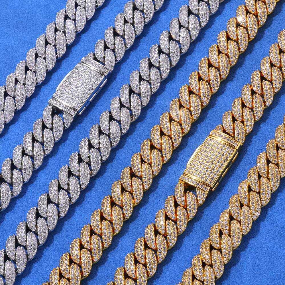 Hip Hop S925 Silver Moissanite Necklace Unique Personality 10mm Bubble Cuban Chain Accessory Brands Unique Accessory