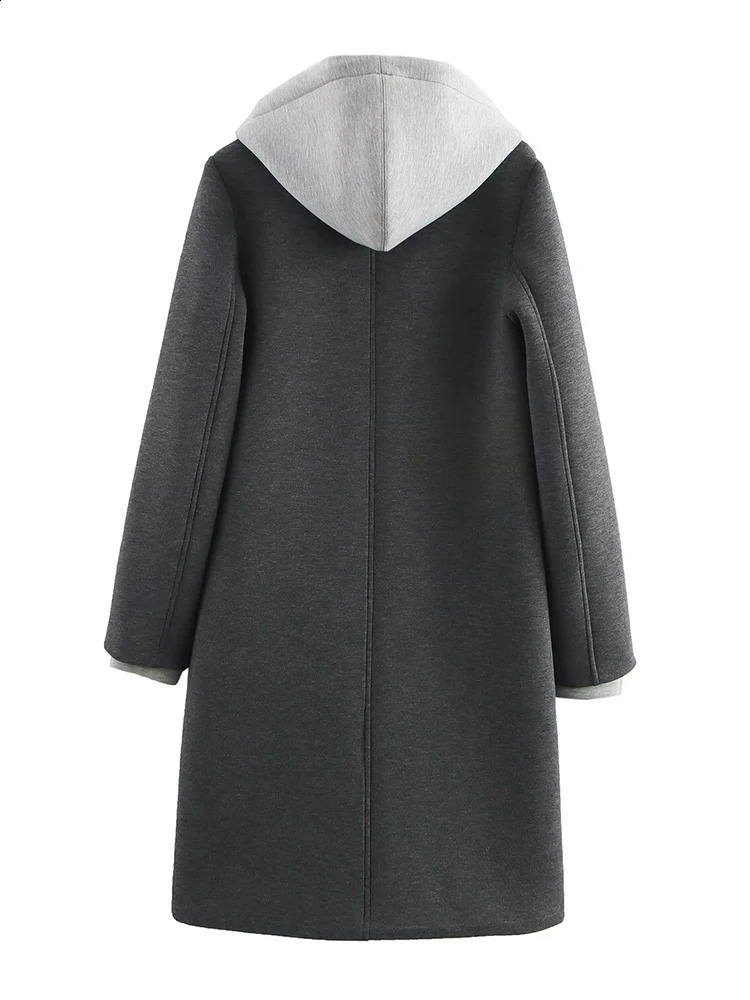 Spring and Autumn Style Detachable Hooded Splicing Temperament Casual Long Sleeve Coat Jacket 250911