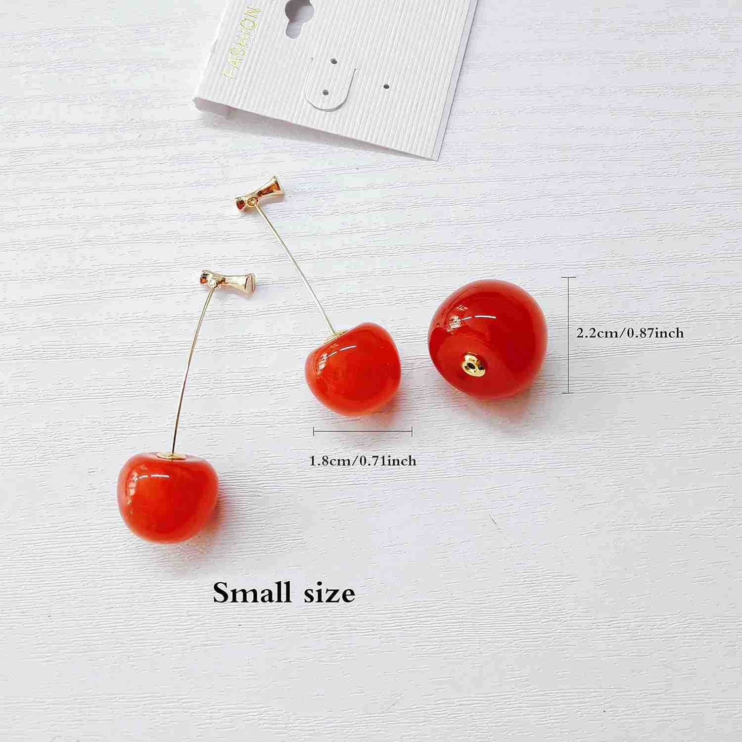 3D Red Cherry Drop Earrings Cute Fruit Gold Dangle Earrings Charm Jewelry Gift Earrings for WomenW250911