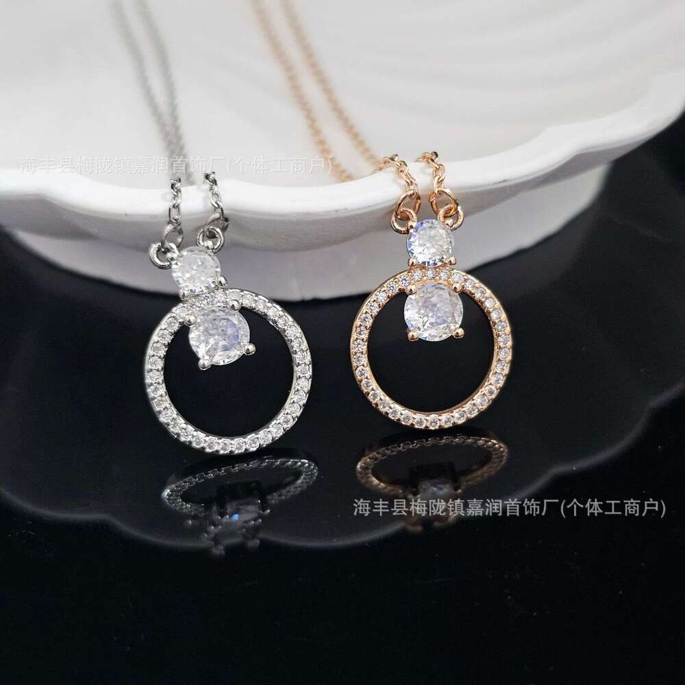 Shijia Constella Circle Round Full Dia Necklace Water Drop Earrings for Women Light High-end Exquisite Jewelry