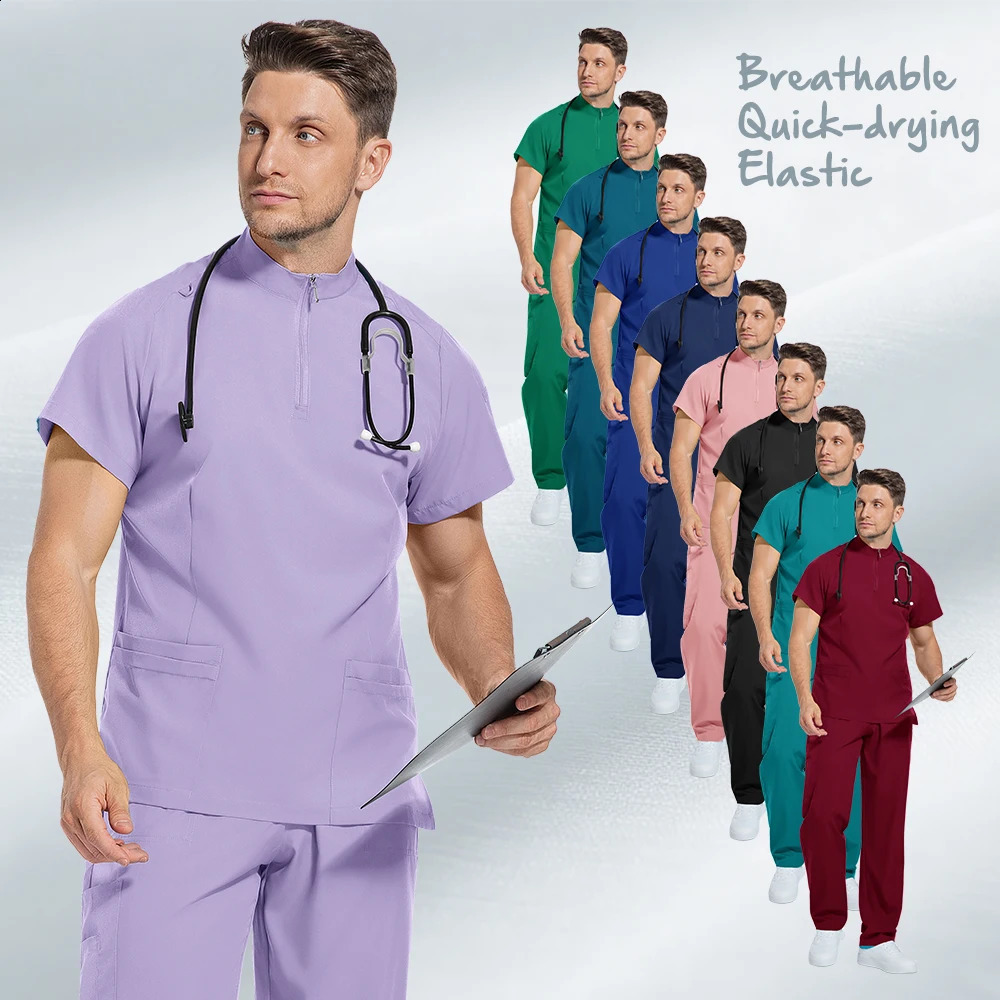 Nursing Scrubs Set AntiWrinkle Gown Wholesale Hospital Scrub Top Doctor Nurse Special Scrub Uniform Men Women 250910